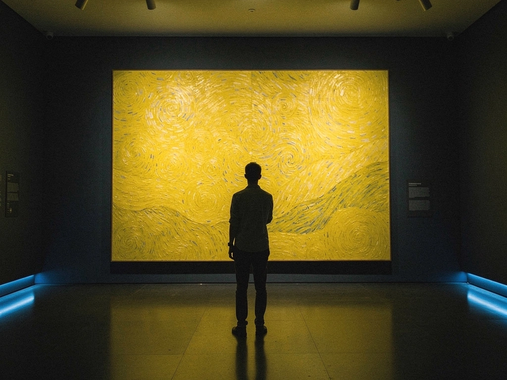 Visitor in the museum gallery